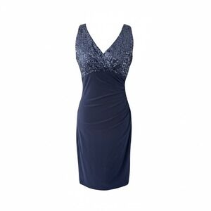 Lauren Ralph Lauren‎ Sequin Sheath Dress Party Cocktail Navy Blue 4